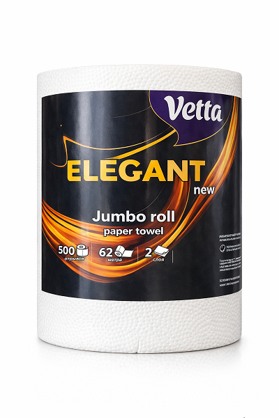 картинка Полотенца бумажные  VETA ELEGANT NEW 2-х слойные рулон 1 шт.62 м