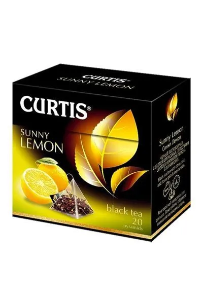 картинка Чай Curtis черный Санни Лемон лимон пирамидки 20х1,7 г
