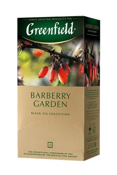 картинка Чай Greenfield черный Barberry Garden барбарис саше 25х1,5 г